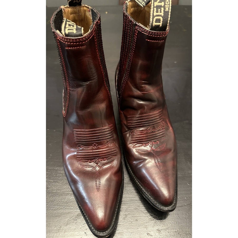 Mens Denver Cowboy Boots Burgundy Shiny Leather With Logo Hand made in Mexico 9